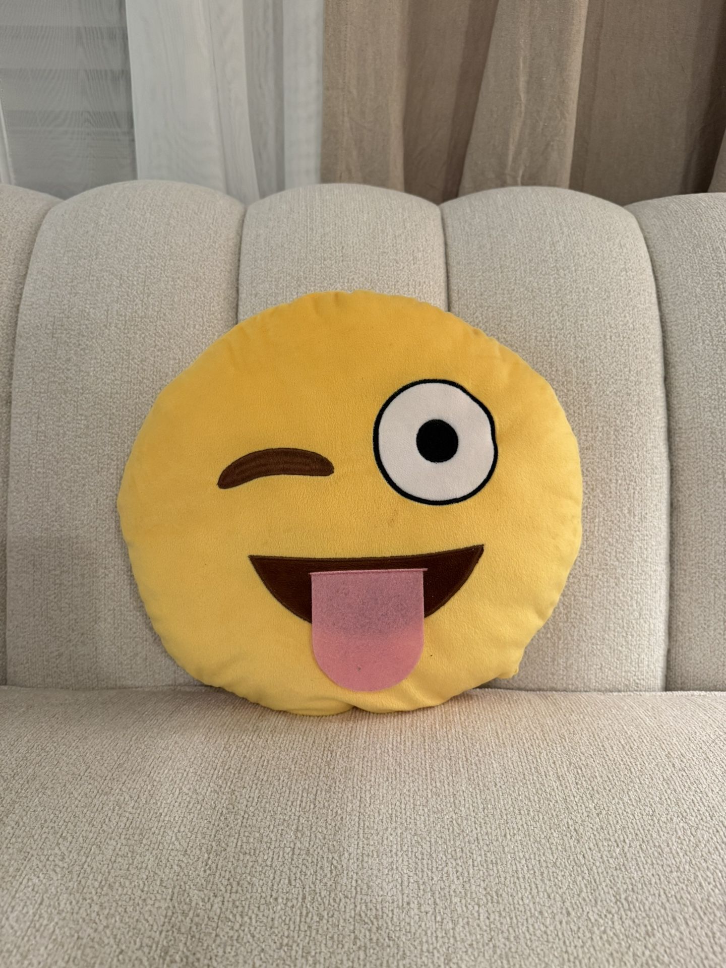 Tongue Face Emoji Stuffed Plush Soft Pillow