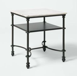 Metal & Marble side table with shelf