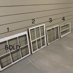 Three Vintage Distressed Wood Window Sashes / Frames / Panes - 1/$25