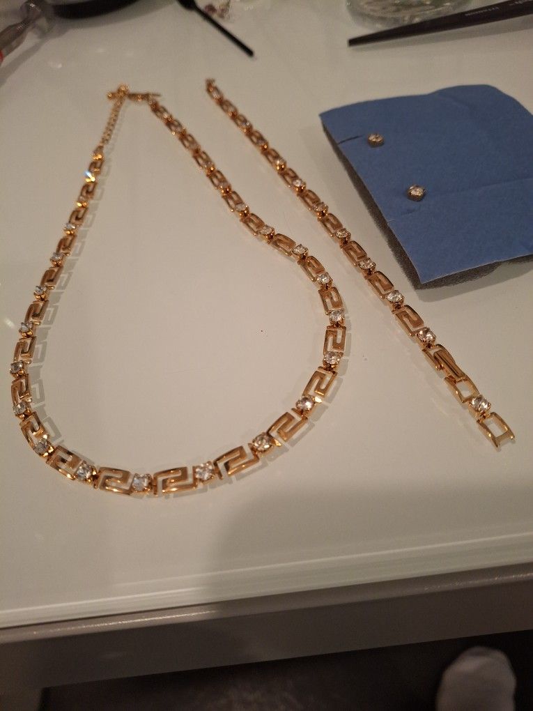 Greek Key Necklace And Braclet