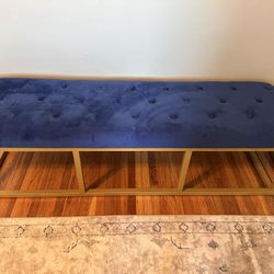 Blue Velvet Entryway Seat