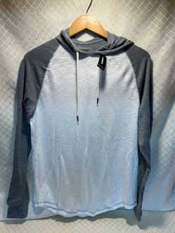 EXPRESS Henley Hoodie Light White Gray Pullover Raglan Sweater Shirt Mens Size S