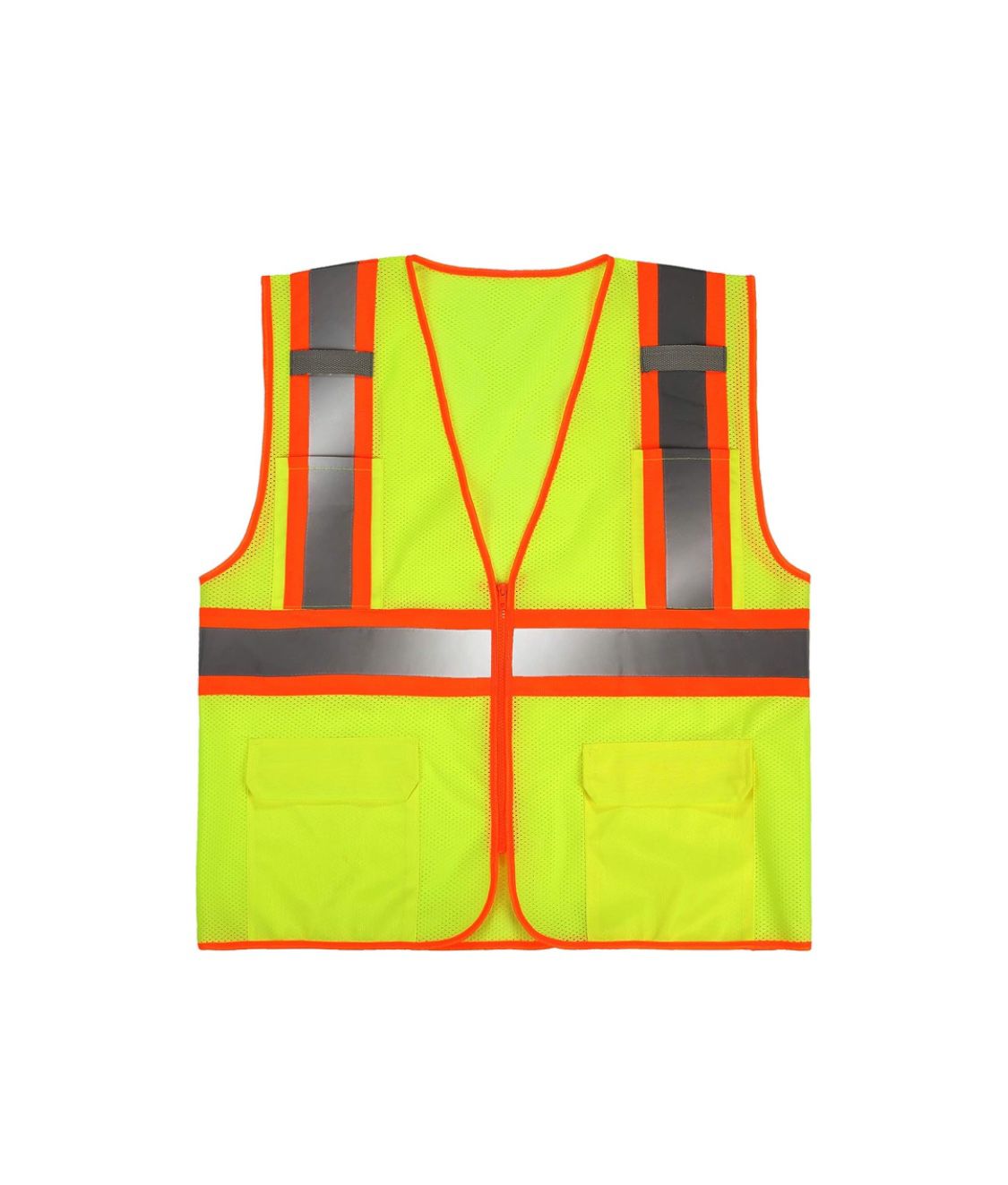 High Visibility Reflective Safety Vest with Zipper and Pockets Yellow,M 