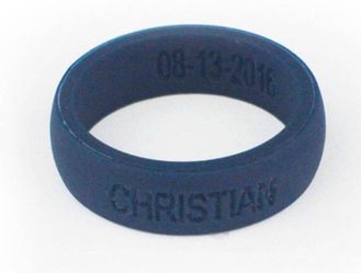 Personalized silicone ring crossfit fitness ring blue 5.5 mm width 2 mm thickness