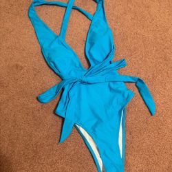 New Small Teal Swimsuit Bathing Suit One Piece Blue Festival Rave Outfit Bodysuit 
