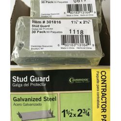 30pack Cambridge 1 1/2-inch x 2 3/4-inch Galvanized Steel Stud Guards - 301816 - NEW