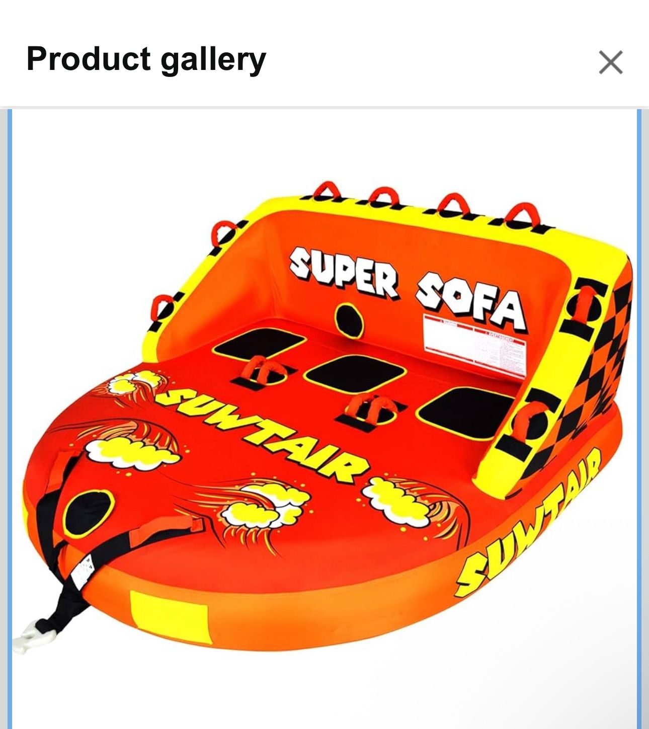 SUWTAIR Towable Tubes for Boating,Pull Tube, Super Sofa Tubes for Boats,Inflatable Boat Tube,Front&Back Tow Points w/Heavy-Duty Thick Nylon Cover for