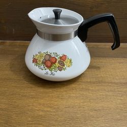Vintage Corning Ware 6 Cup Kettle  Teapot w/ Lid Spice of Life