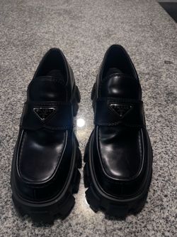 Prada Monolith Brushed Leather Loafers
