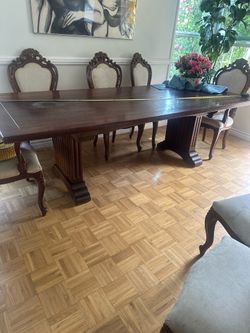 All wood heavy dining table with 8 chairs , FREE for pick up
