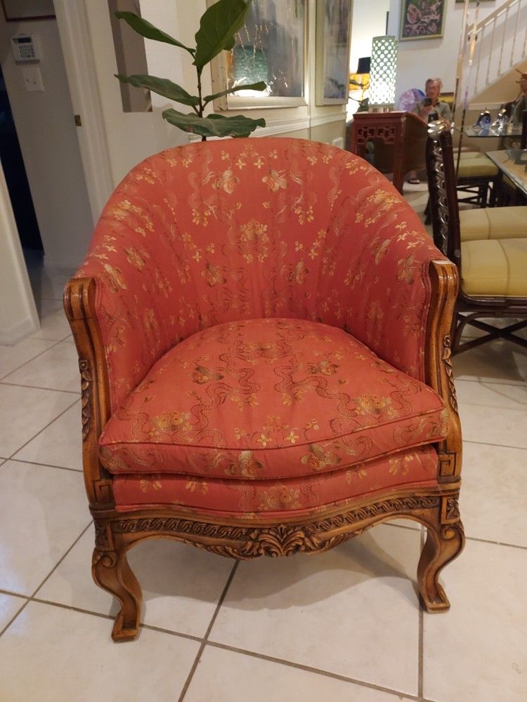 Cane Back Upholstered Chair