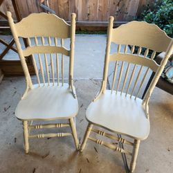 Pair of repainted wooden dining room chairs
