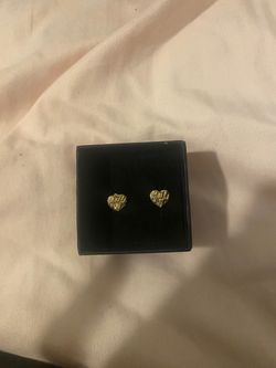 Gold Heart Nugget Stud Earrings
