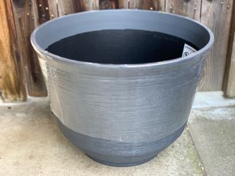 Large Grey Gray Decorative Indoor or Outdoor Plastic Planter Pot
