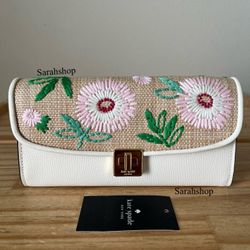 Kate Spade Phoebe Straw Turnlock Wallet-On-Chain