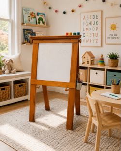 Wooden Art Easel with Whiteboard And Blackboard