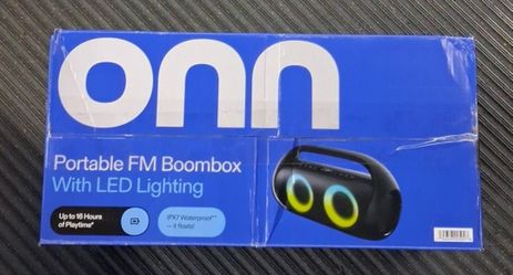 ONN Portable FM Boombox with LED Lighting