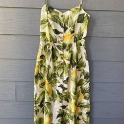 H&M Women’s Size XXS Lemons Print Dress- Spaghetti Straps Summer Dress 
