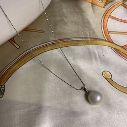 925 Sterling Silver 18in Chain, 12mm Large Round Real Freshwater Pearl Necklace
