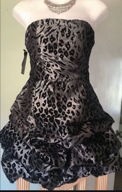 New Sz 3 Strapless Leopard Print Bubble Hem Dress