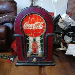 Vintage Coca Cola, AM/FM Collectible Stained Glass, Lighting 