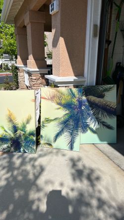 3 canvas palm tree wall art