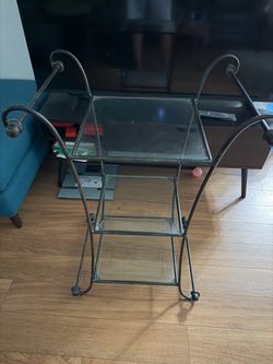 3-Tier Metal and Glass Side Table