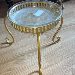 3 Gold Metal Pedestal Plant Stands