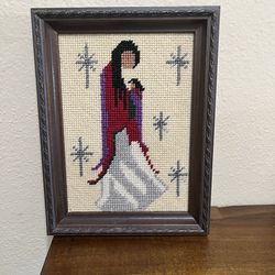 DeGrazia Framed Madonna Needlepoint Art