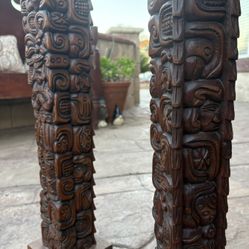 1960s Wood Carved Lamps