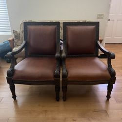 Two Wooden Armchairs