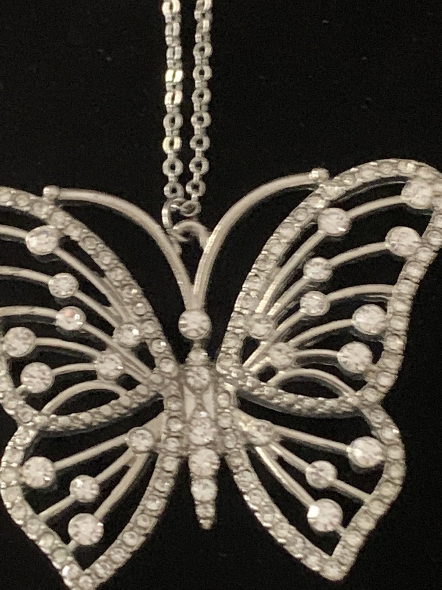 Silver Sparkling Butterfly Necklace