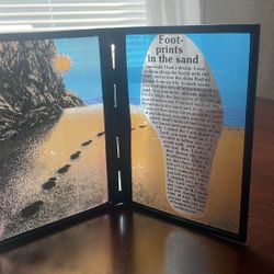 Used “Footprints In The Sand “ Stained Glass Bifold Display 