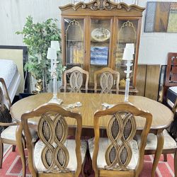 Dining table with China cabinet and Chairs
