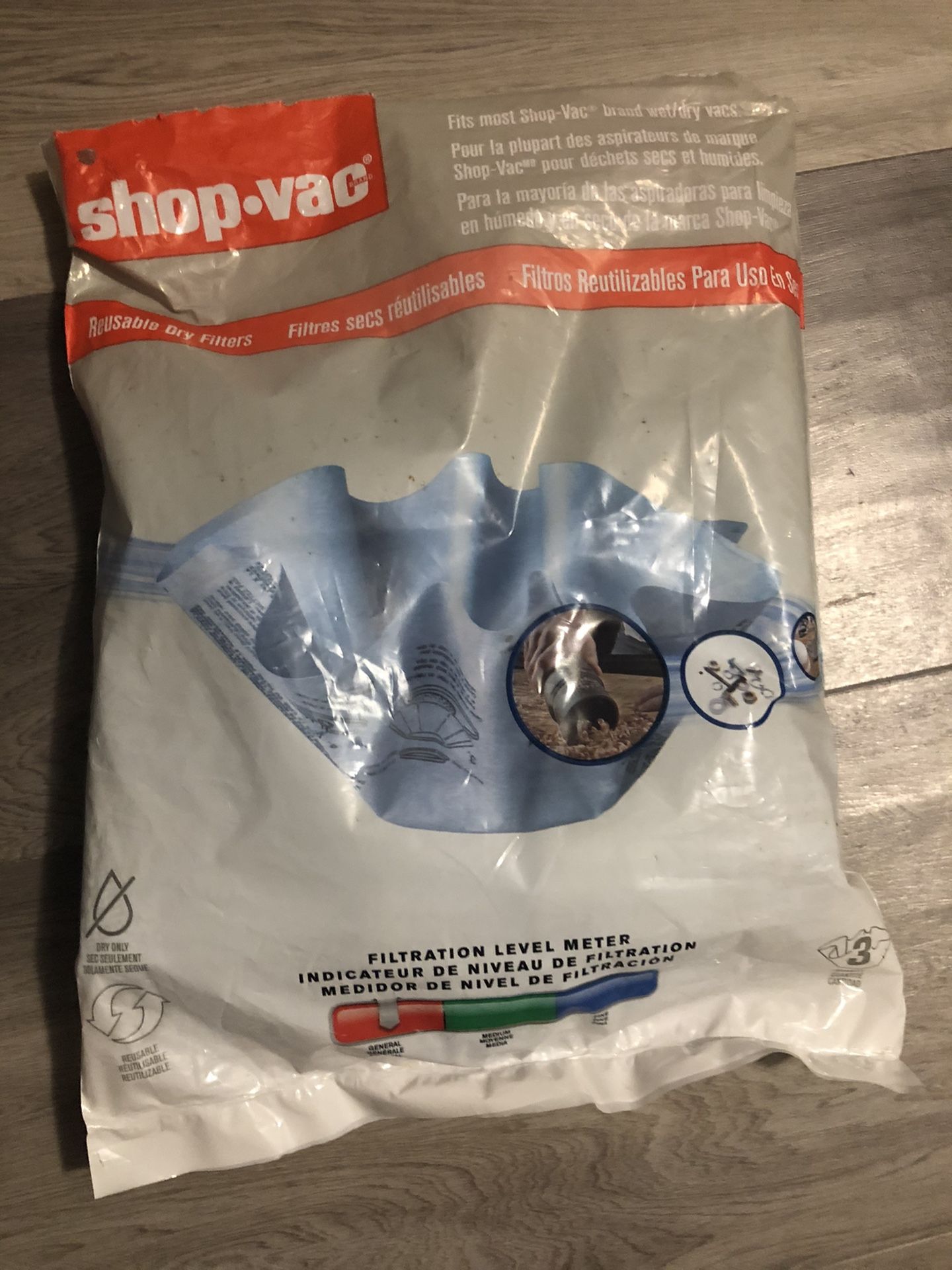 Shop Vac Reusable Dry Filter 3-pack