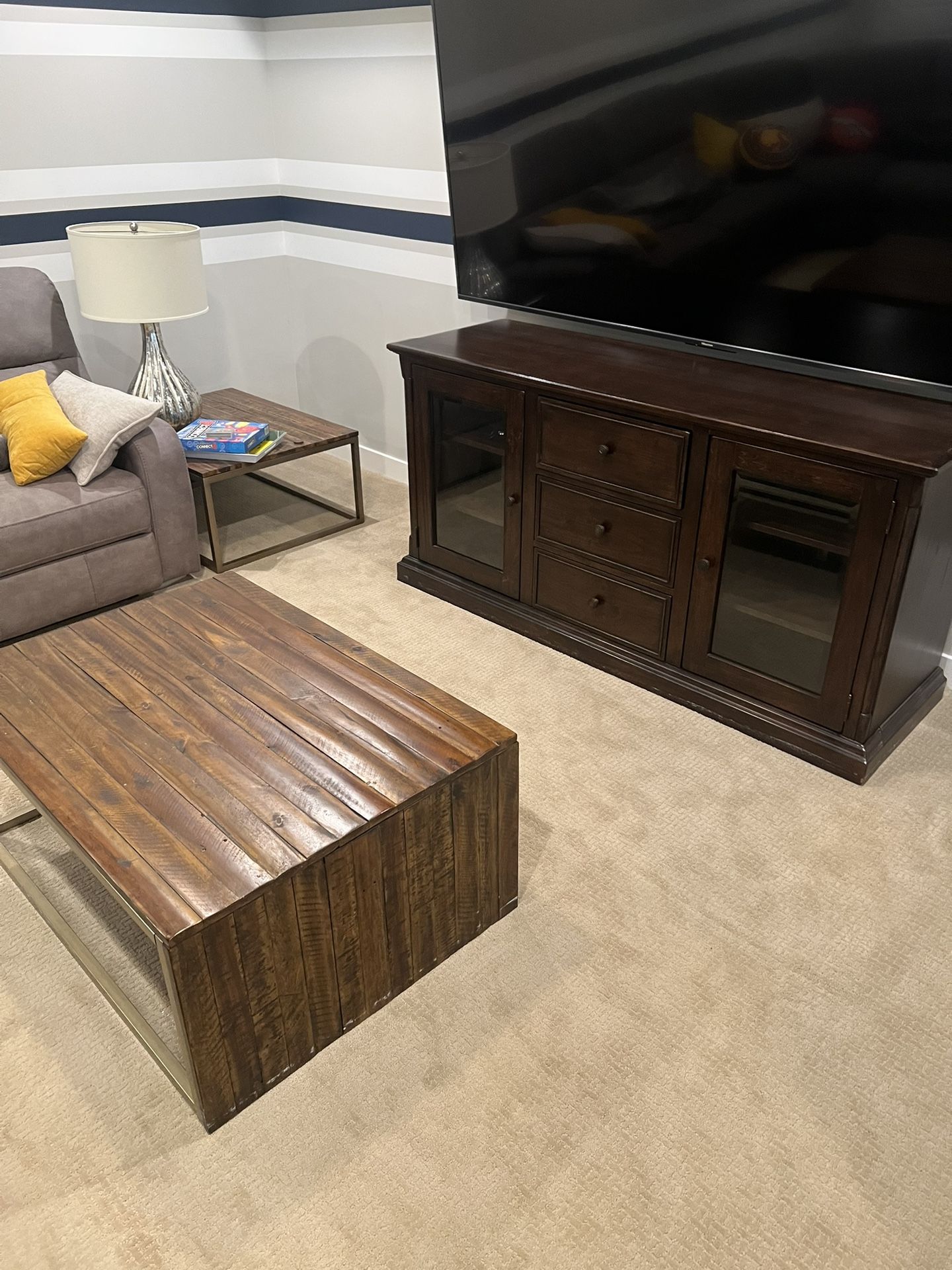 ✨ Rustic Wood + Metal Living Room Furniture Set (Coffee, End, Entertainment) ✨