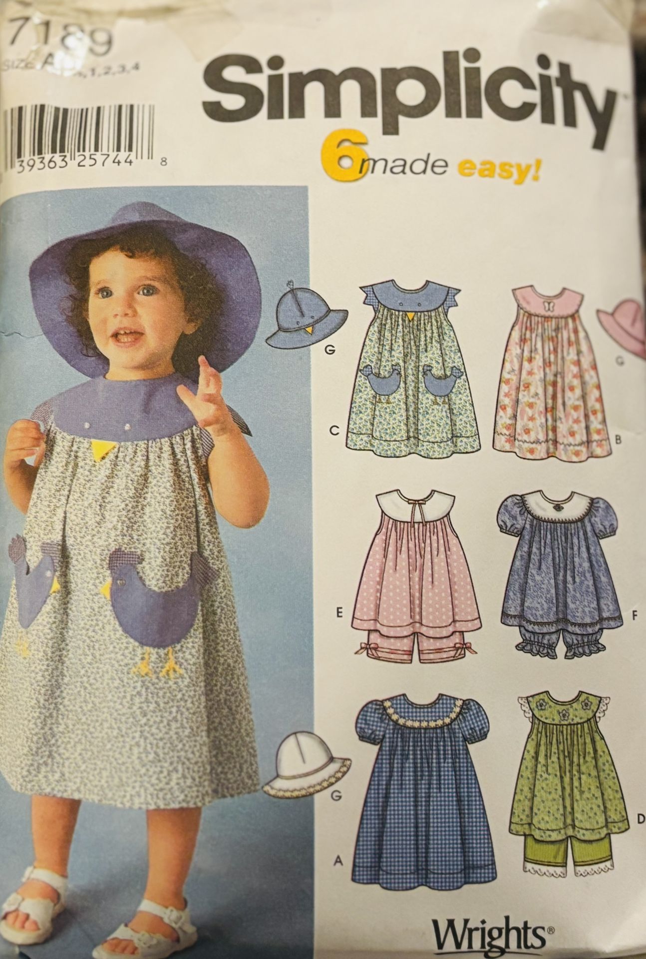 Vintage Simplicity 7189 Pattern for Dresses Short Sets Size 1/2-4 Pre Owned