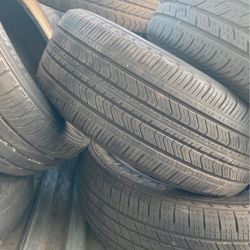 I have two tires in good condition they have about 60% size number 205/55/16’s two tires on it