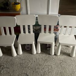 4 White Ikea Chairs (kids)