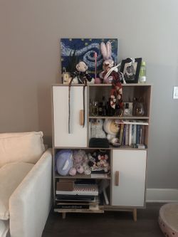 Bookcase Storage Cabinet with Doors — Wood & White