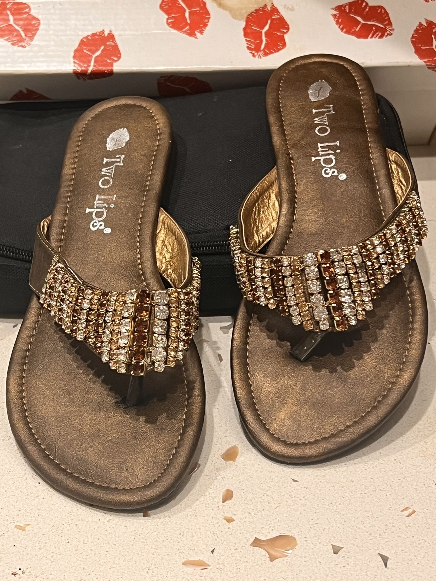 Bronze Rhinestone Sandals