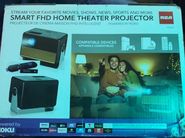 RCA, 1080P FHD ROKU Smart Streaming Projector, Powered by ROKU Express, RPJ227, 16:9 and 4:3 Aspect Ratio, Black
