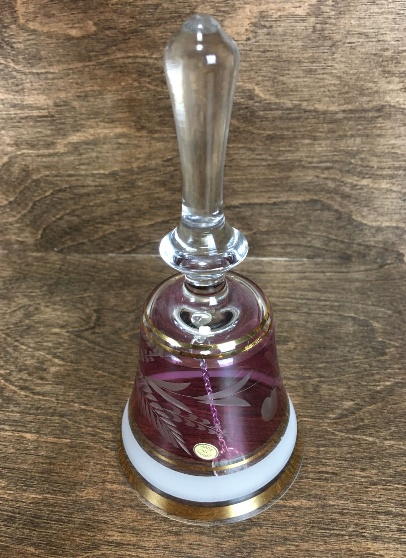 HUNGARIAN CRYSTAL CRANBERRY DINNER BELL HAND MADE