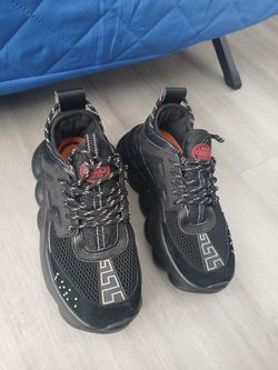 Authentic Versace Chain Reaction Sneakers - Black - Size 41 (US 8)