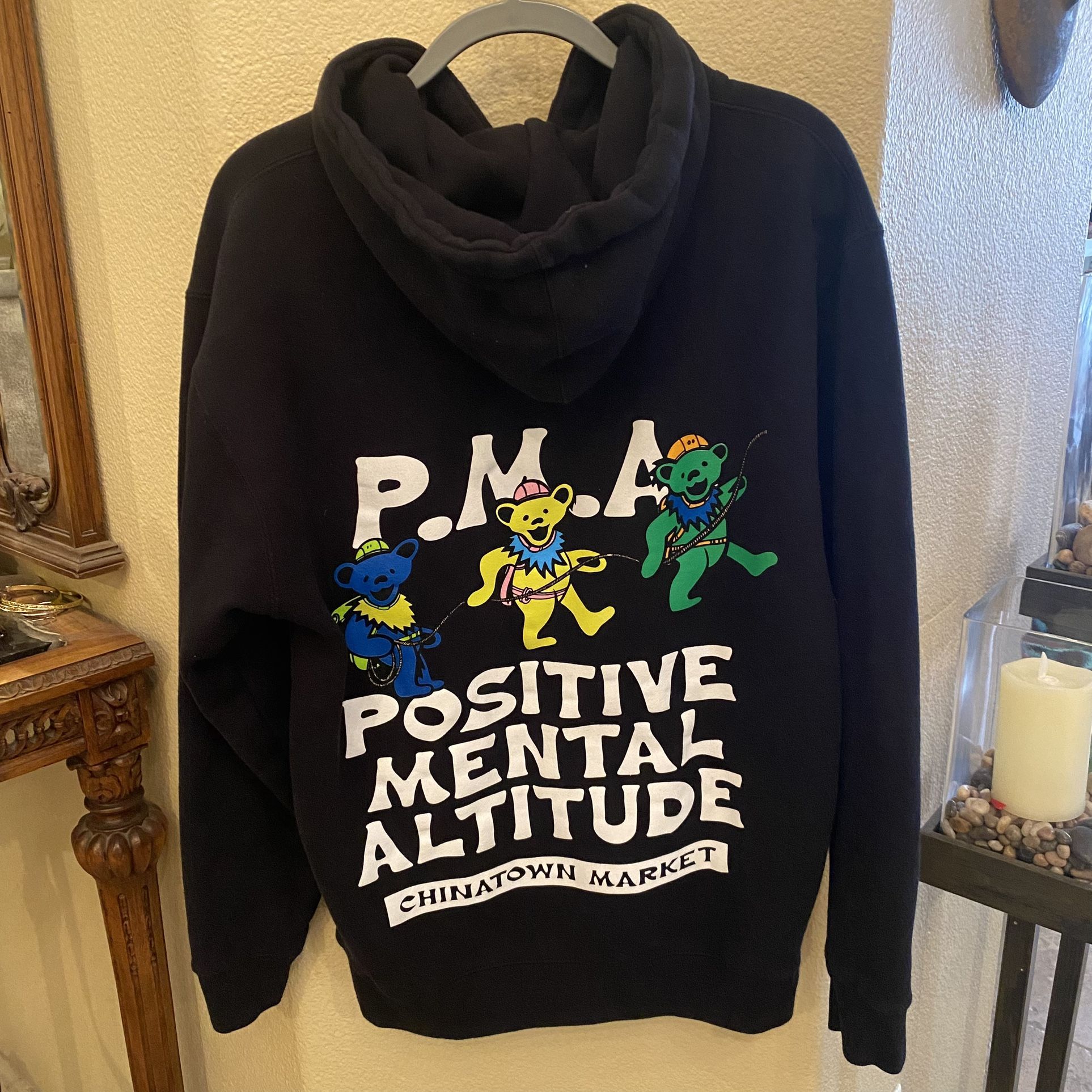 CHINATOWN MARKET Black Positive Mental Altitude Graphic Hoodie Sweatshirt Size M