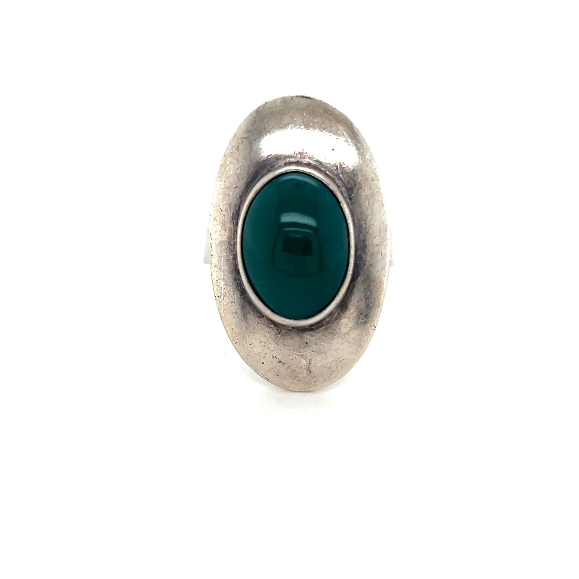 Silver 925 Green Stone Open Back Ring