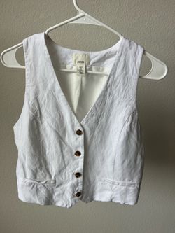 S H&M White Linen Vest Top Worn Once