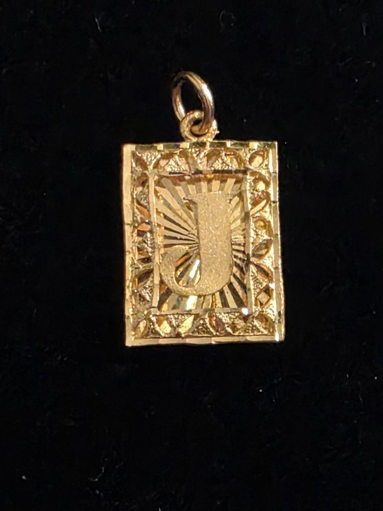 24k Gold J Pendant