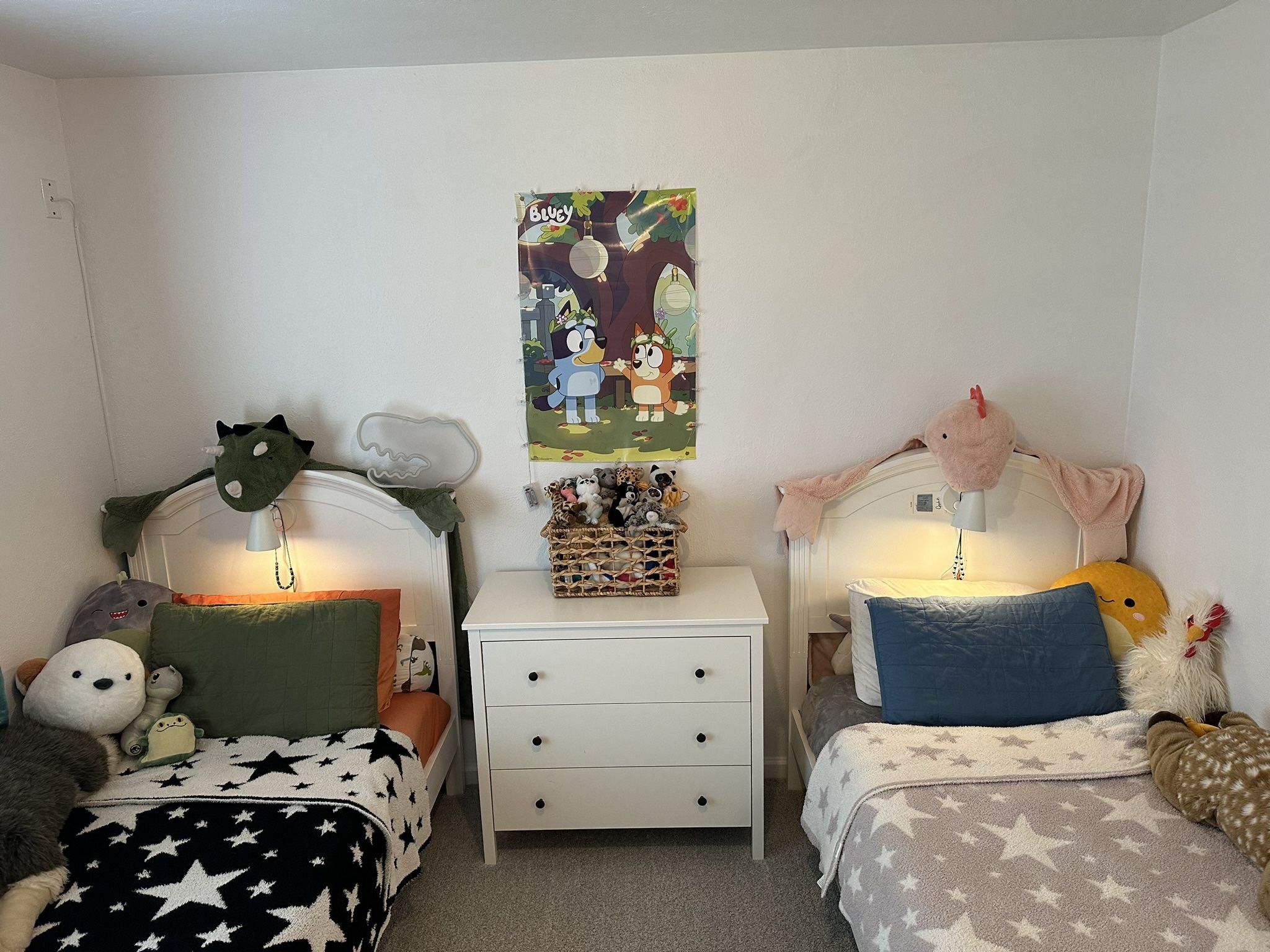 Two Wooden Twin Bed Frames + Mattress + Mattress toppers!