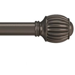 Curtain Rod with Fluted Ball Fiiinials for Windows 66-120" (Bronze)